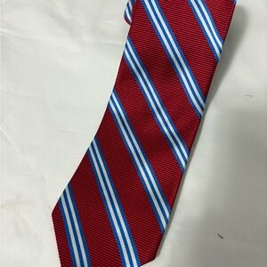 Brooks Brothers 346 Tie Mens 100% Silk Red Blue Repp Striped Necktie Classic USA